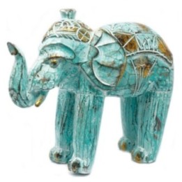 Elefante Tallado en Madera - Oro Turquesa | HogarLider