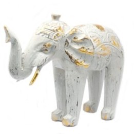Elefante Tallado en Madera - Oro Blanco | HogarLider