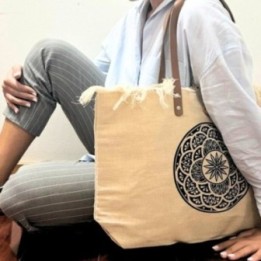 Bolso Natural Asa de piel - Mandela | HogarLider