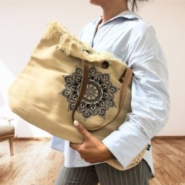 Bolso Natural Asa de Piel - Flor de la Vida | HogarLider