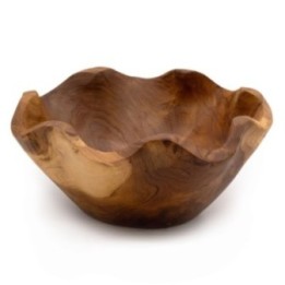 Frutero mediano de madera de teca lisa - 21x9cm | HogarLider