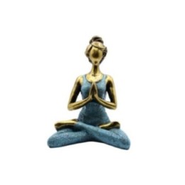 Yoga Lady Figure - Bronze & Turqoise 24cm | HogarLider