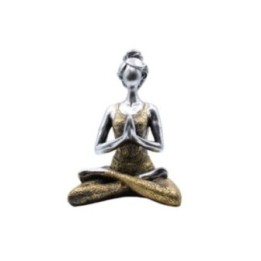 Yoga Lady Figure - Silver & Gold 24cm | HogarLider