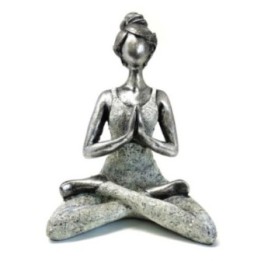 Yoga Lady Figure - Silver & White 24cm | HogarLider