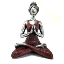 Yoga Lady Figure - Silver & Bordeaux 24cm | HogarLider
