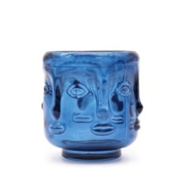 Tarro de vela con caras de Buda - Azul real | HogarLider