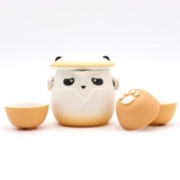 Juego de tetera Panda y tres tazas - Naranja | HogarLider