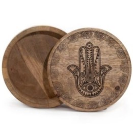 Caja redonda grande 17,5x7,5cm - Hamsa Negro | HogarLider