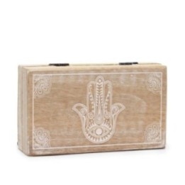 Caja cuadrada mediana 17x10x4,2cm - Hamsa Blanco | HogarLider