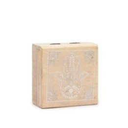 Caja Cuadrada Pequeña 10x10x4,2cm - Hamsa Blanco | HogarLider