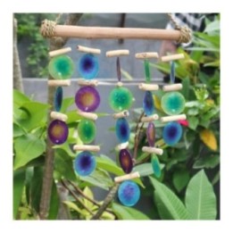 Carillón de madera flotante - Verde y morado | HogarLider