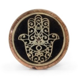 Oro y negro sobre madera de mango - Hamsa | HogarLider
