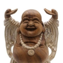 Happy Buddha Hands Up - Whitewash 40cm | HogarLider