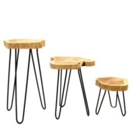 Juego de 3 maceteros de madera Gamell - Natural | HogarLider
