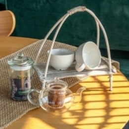Soporte para Té de Hoja de Coco - Acabado Blanco | HogarLider