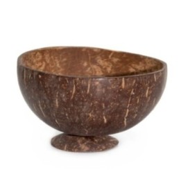 Tazón de coco natural mediano en soporte | HogarLider