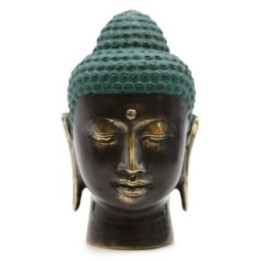 Large Antique Brass Buddha Head | HogarLider