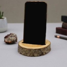 Small Log Phone Holder (slot) - Natural | HogarLider