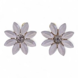Pendientes de Cristal Vintage - Flores - Perla | HogarLider