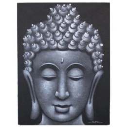 Cuadro de Buda - Detalle de Brocado en Gris | HogarLider