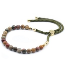 Pulsera de hilo verde con Jásper multicolor | HogarLider