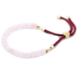 Pulsera de hilo burdeo con Cuarzo Rosa | HogarLider