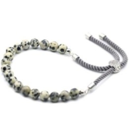 Pulsera de hilo gris con Jáspe Dálmata | HogarLider