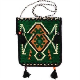 Bolso bandolera de fiesta Kilim verde esmeralda | HogarLider