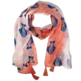 Bufanda Nomad Sari Aqua Fish – Coral (180x50 cm) | HogarLider