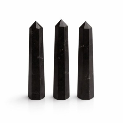 Punta obelisco de seis caras de piedra preciosa, aprox. 11 cm - Turmalina negra