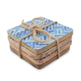 Conjunto de 4 posavasos cuadrados - rayas azules | HogarLider