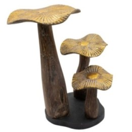 Arte de hongo dorado grande - 32 cm - Natural | HogarLider