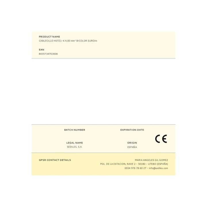 CABLECILLO H07Z1-K 4,00 mm² BICOLOR EURO/m | HogarLider