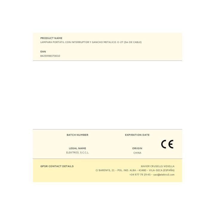 LAMPARA PORTATIL CON INTERRUPTOR Y… · EL3-37001 | HogarLider