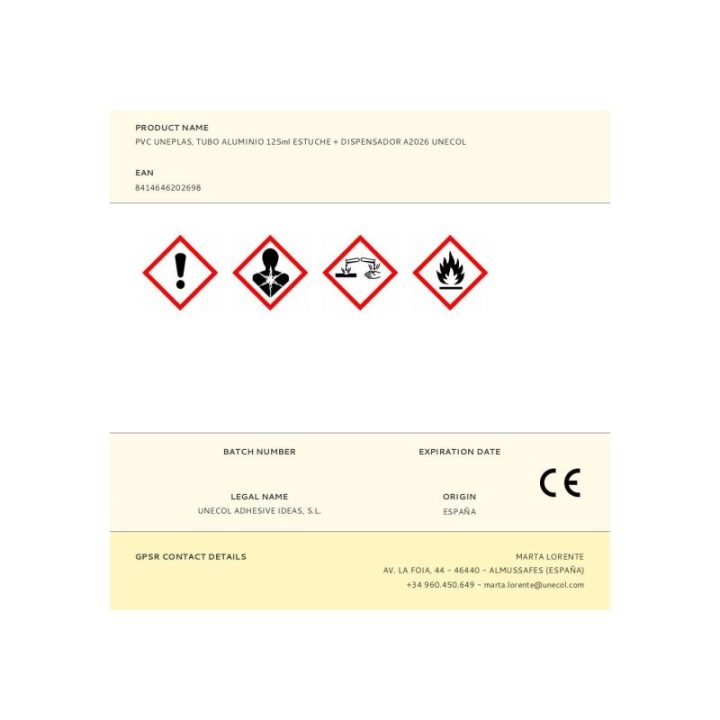 ADHESIVO PVC UNEPLAS TUBO 125 ml… · EL3-47689 | HogarLider