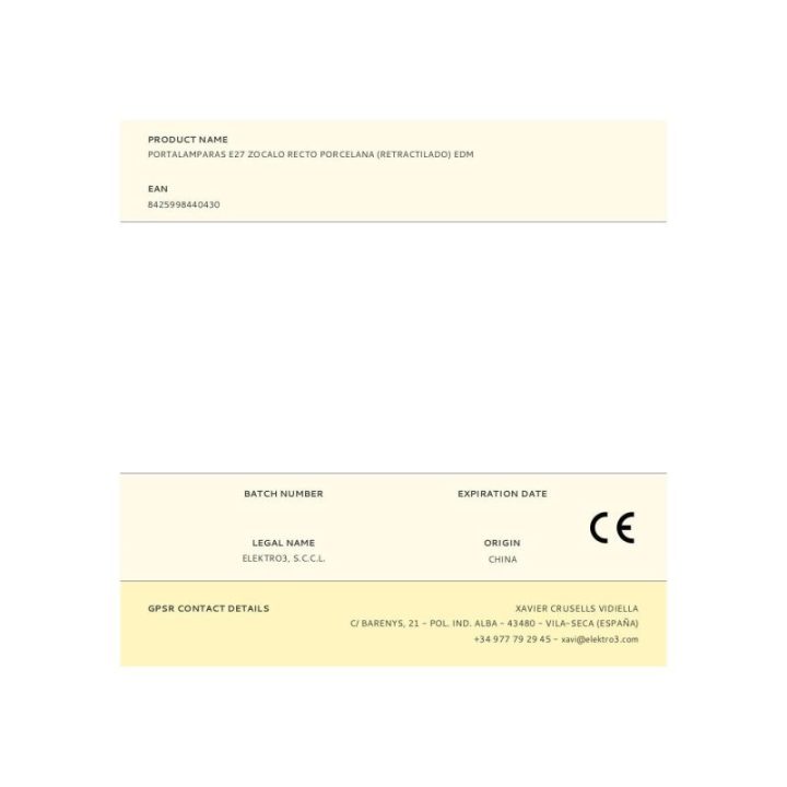 PORTALAMPARAS E27 ZOCALO RECTO… · EL3-R44043 | HogarLider