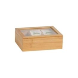 CAJA DE BAMBÚ PARA INFUSIONES 21 x 16 x 7,5 cm | HogarLider