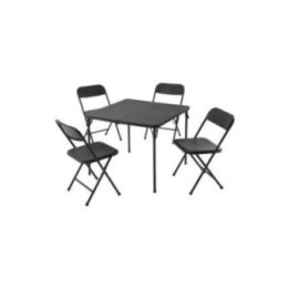SET MESA Y 4 SILLAS PLEGABLES METAL NEGRAS | HogarLider
