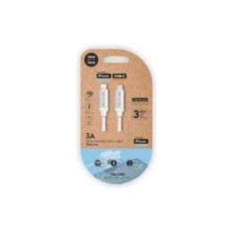 CABLE NYLON USB-C A LIGHTNING 1m BLANCO | HogarLider