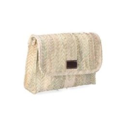 BOLSO DE PALMA LOLA CON TAPA Y ASA DE PIEL. | HogarLider