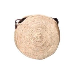 BOLSO REDONDO DE PALMA CON ASA REGULABLE DE PIEL | HogarLider