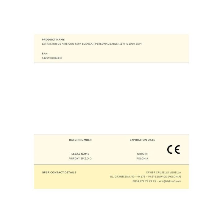 EXTRACTOR DE AIRE CON TAPA BLANCA… · EL3-08413 | HogarLider
